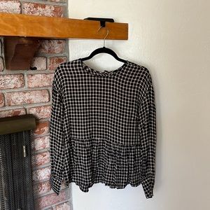 Madewell Plaid Peplum Top